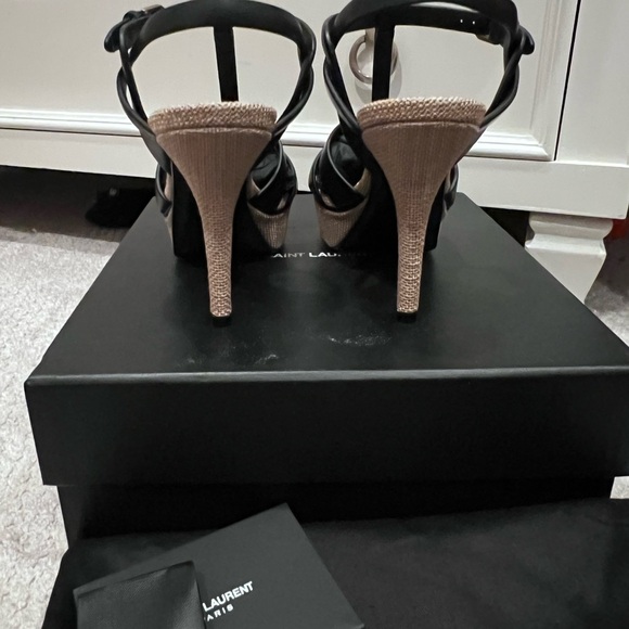 Saint Laurent Tribute 105MM Woven Leather Platform Sandals - Picture 4 of 7